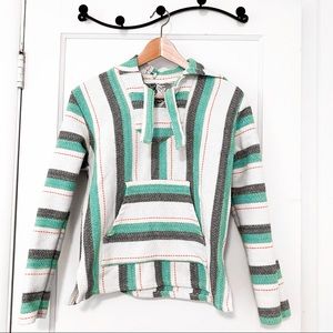Original Senor Lopez Blue Striped Poncho Hoodie